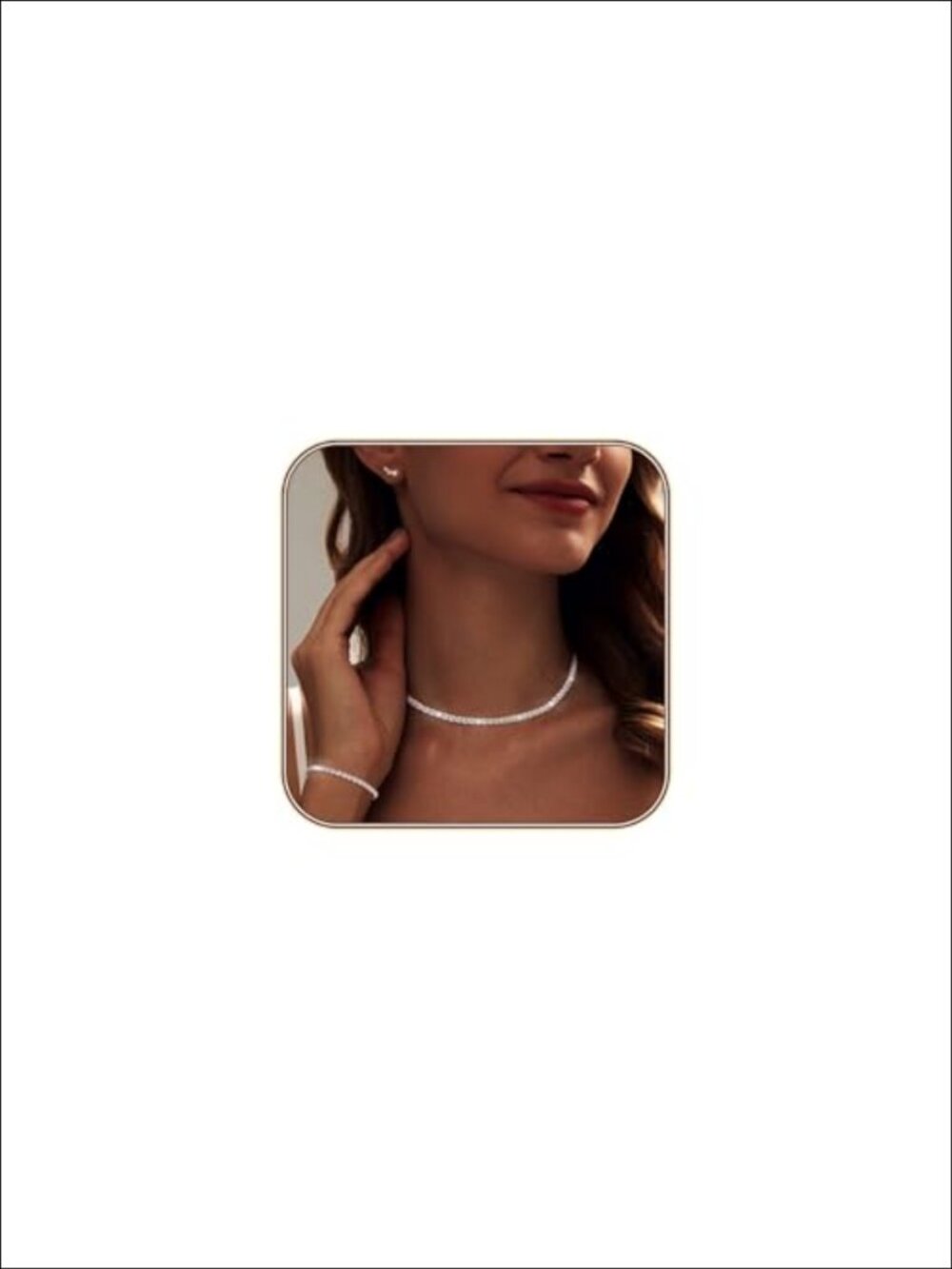 Tennis Necklace Bracelet Set with Stud Earrings Wedding Jewelry